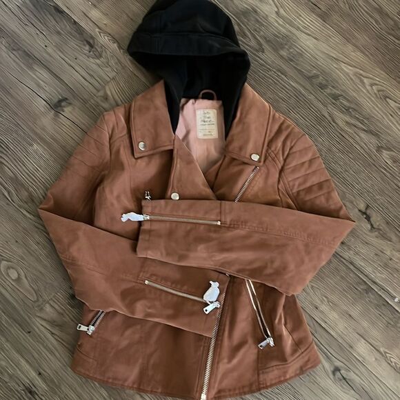 NWOT Free People Harriett Vegan Suede Hooded Moto Jacket medium - Picture 11 of 13